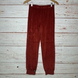 NWT Suzie Suzi Kondi The Tinos Slim Track Pants Velour in Rust Sz XS